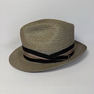 Biltmore Modele Straw Fedora Hat Size‎ 57 7 1/8 Made in Canada Pumice Grey